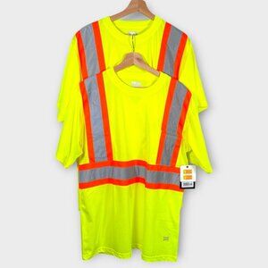 Two NEW Tough Duck Safety T-Shirts High Visibility Yellow Men's LARGE